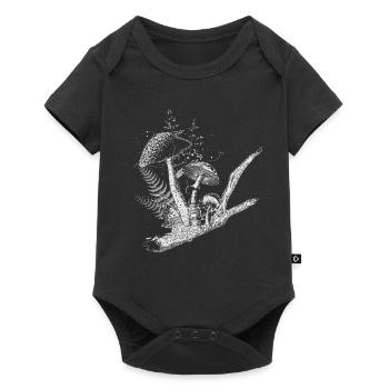 drawn composition forest mushrooms, grasses and branch - Baby Premium short-sleeve bodysuit - black - Front