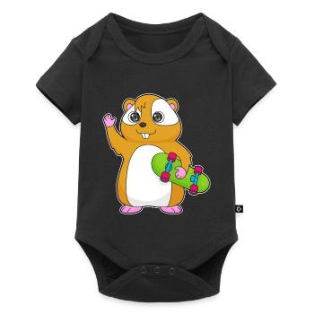 Hamster Skater Skateboard - Baby Premium short-sleeve bodysuit - black - Front