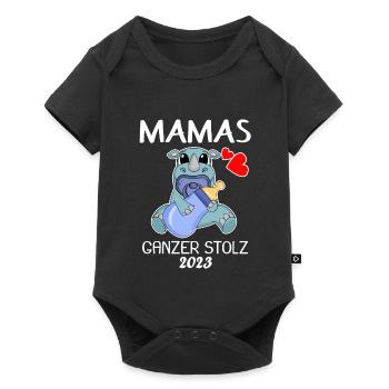 Baby 2023 - Geburt Schwanger 2023 - Baby Junge - Baby Premium Kurzarmbody - Schwarz - Vorne