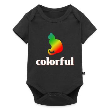 Colorful, Katzen Sprüche, bunte Silhouette - Baby Premium Kurzarmbody - Schwarz - Vorne