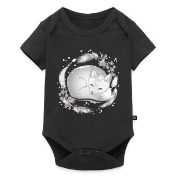 kleiner Polar Fuchs schlafend in Silberfarben - Baby Premium Kurzarmbody - Schwarz - Vorne