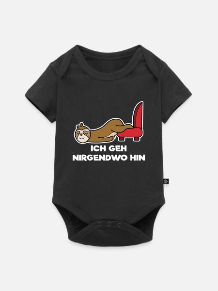 Tier Faul Statement Langschläfer Urwald Faultier - Baby Premium Kurzarmbody - Schwarz