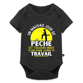pêche, pêcheur, fan de pêche - Body à manches courtes Premium Bébé - noir - Devant