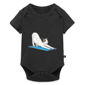 Cat Yoga Fitness Meditation - Baby Premium short-sleeve bodysuit - black - Front