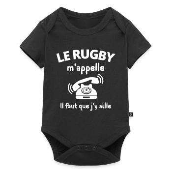 rugby, rugby humour, rugby sport - Body à manches courtes Premium Bébé - noir - Devant