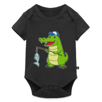 Pêche au poisson crocodile - Body à manches courtes Premium Bébé - noir - Devant