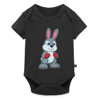 Hase Boxer Boxhandschuhe Boxen - Baby Premium Kurzarmbody - Schwarz - Vorne