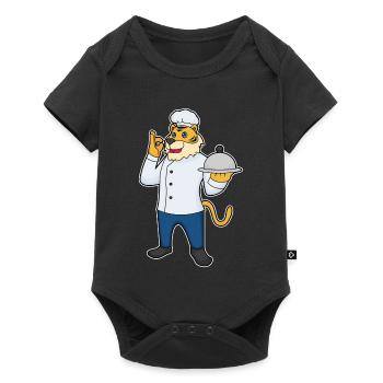 Cuisinier tigre servant la cuisine de cloches - Body à manches courtes Premium Bébé - noir - Devant