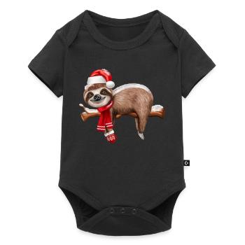 Weihnachten Faultier Paresseux de Noël - Body à manches courtes Premium Bébé - noir - Devant