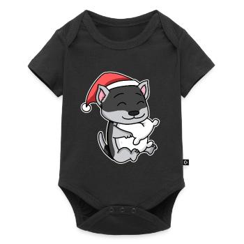 Husky Sibérien Chien Noël Sommeil Fatigué - Body à manches courtes Premium Bébé - noir - Devant