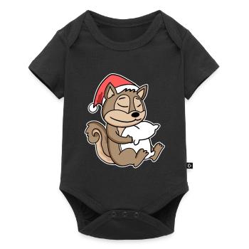 Écureuil Noël Sommeil Sommeil - Body à manches courtes Premium Bébé - noir - Devant