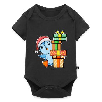 Pingouin de Noël avec cadeaux - Body à manches courtes Premium Bébé - noir - Devant