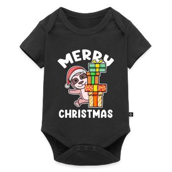 Merry Christmas Sloth - Baby Premium short-sleeve bodysuit - black - Front