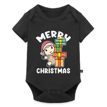 Joyeux moutons de Noël avec cadeaux - Body à manches courtes Premium Bébé - noir - Devant