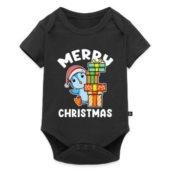 Joyeux pingouin de Noël avec cadeaux - Body à manches courtes Premium Bébé - noir - Devant