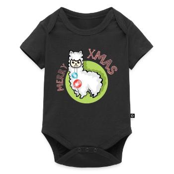 merry christmas alpaca symbol nature animals xmas - Baby Premium short-sleeve bodysuit - black - Front