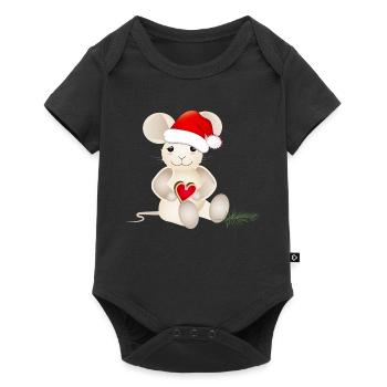 souris sucrée avec un cœur pour Noël - Body à manches courtes Premium Bébé - noir - Devant