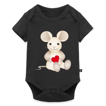 Souris sucrée avec un cœur pour la Saint-Valentin - Body à manches courtes Premium Bébé - noir - Devant