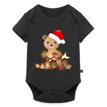 ours d’or pour Noël avec chapeau de Noël - Body à manches courtes Premium Bébé - noir - Devant
