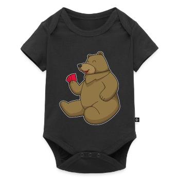 Bär Poker Pokerkarten - Baby Premium Kurzarmbody - Schwarz - Vorne