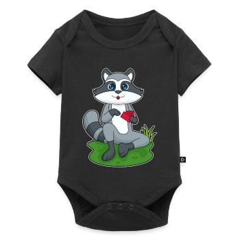 Waschbär Poker Pokerkarten - Baby Premium Kurzarmbody - Schwarz - Vorne