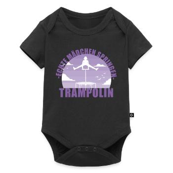Echte Mädchen springen Trampolin Geschenk - Baby Premium Kurzarmbody - Schwarz - Vorne