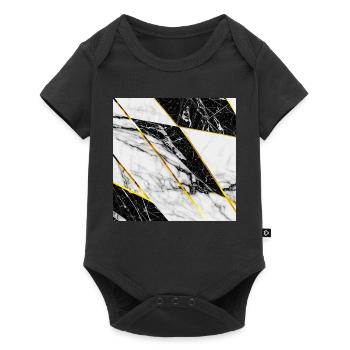 Marble Black White Gold Mosaic Geometric - Baby Premium short-sleeve bodysuit - black - Front