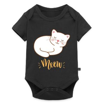 Cute Kawaii Funny Cat Saying Meow - Baby Premium short-sleeve bodysuit - black - Front