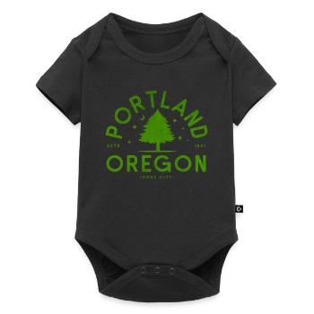 Portland Green Tree Logo - Baby Premium short-sleeve bodysuit - black - Front