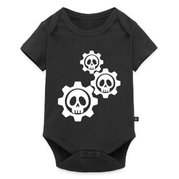 White skulls and gears - Baby Premium short-sleeve bodysuit - black - Front