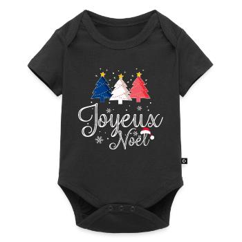 Joyeux Noël Weihnachtsbäume Frankreich Flagge - Baby Premium Kurzarmbody - Schwarz - Vorne