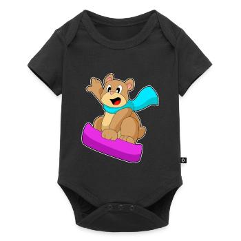 Bear Snowboarder Snowboard - Baby Premium short-sleeve bodysuit - black - Front