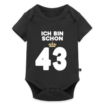 43 Geburtstag - 43 Jahre mit Krone - Baby Premium Kurzarmbody - Schwarz - Vorne
