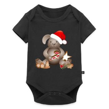 golden for Christmas with Christmas hat - Baby Premium short-sleeve bodysuit - black - Front
