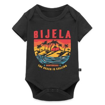 Bijela Montenegro Palmen Strand Design - Baby Premium Kurzarmbody - Schwarz - Vorne