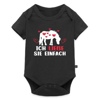 Pferdeliebe Herz Islandpferde Statement Araber - Baby Premium Kurzarmbody - Schwarz - Vorne