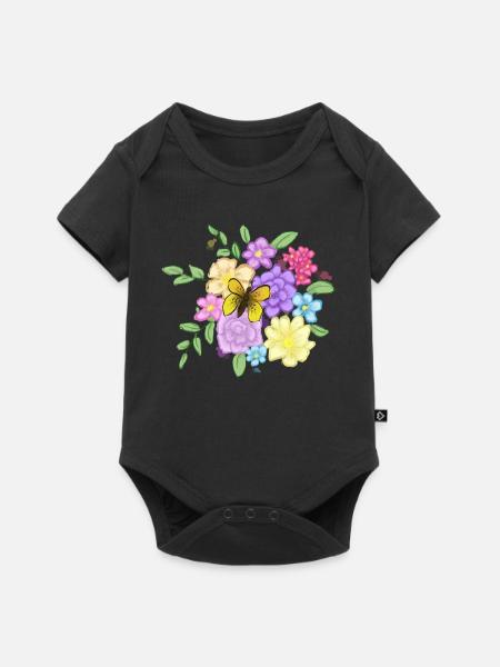 Blumenstrauß - Baby Premium Kurzarmbody - Schwarz