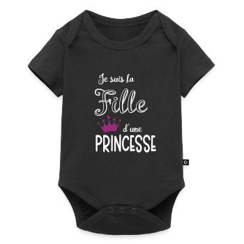 Je suis la Fille d'une Princesse - Body à manches courtes Premium Bébé - noir - Devant