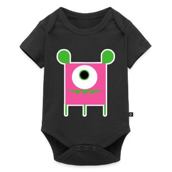 Monstre Cyclope Rose | Extraterrestre carré drôle - Body à manches courtes Premium Bébé - noir - Devant