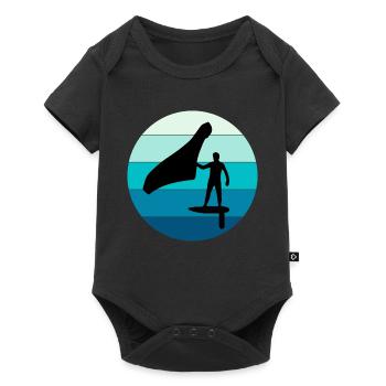 Wing Foiling Hydrofoil Surfen Surf Wassersport - Baby Premium Kurzarmbody - Schwarz - Vorne