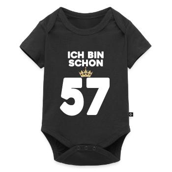 57. Geburtstag Geschenk - 57 Jahre mit Krone - Baby Premium Kurzarmbody - Schwarz - Vorne