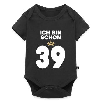39. Geburtstag Geschenk - 39 Jahre mit Krone - Baby Premium Kurzarmbody - Schwarz - Vorne