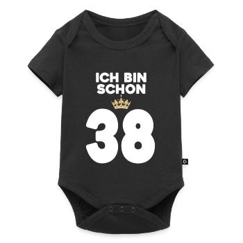 34. Geburtstag Geschenk - 34 Jahre mit Krone - Baby Premium Kurzarmbody - Schwarz - Vorne