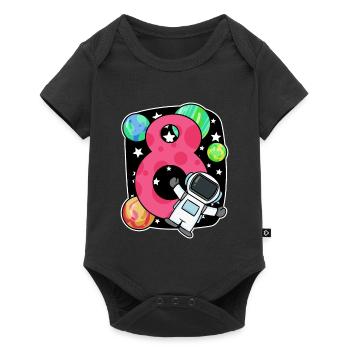 8. Geburtstag 8 Jahre Junge Astronaut Weltall - Baby Premium Kurzarmbody - Schwarz - Vorne