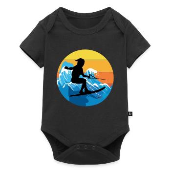 Vintage Retro Water Skiing Ski Water sport - Baby Premium short-sleeve bodysuit - black - Front