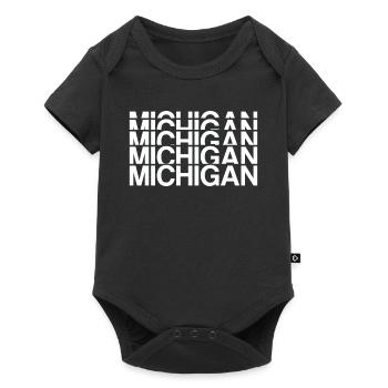 Michigan Raster Blockdesign - Baby Premium Kurzarmbody - Schwarz - Vorne