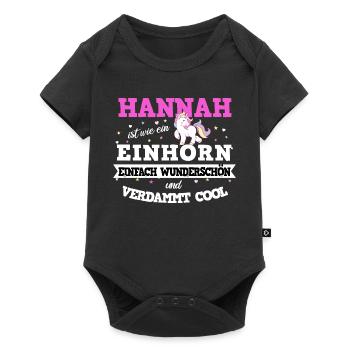 Hannah Mädchen Geschenk - Baby Premium Kurzarmbody - Schwarz - Vorne
