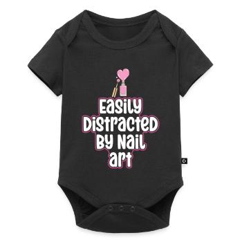 Facilement distrait par Nail Art Nail Tech - Body à manches courtes Premium Bébé - noir - Devant