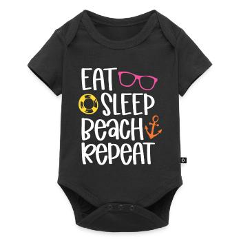 Manger dormir sur la plage répéter - Body à manches courtes Premium Bébé - noir - Devant