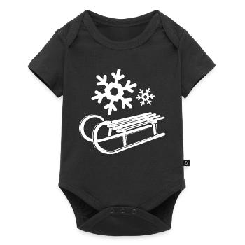 Schnee Schneeflocken Symbol Kristalle Schlitten - Baby Premium Kurzarmbody - Schwarz - Vorne